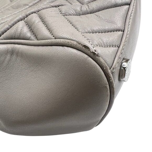 Michael Kors Quilted Leather Peyton Shoulder Bag Tote With Chain Strap Gray - Picture 7 of 14